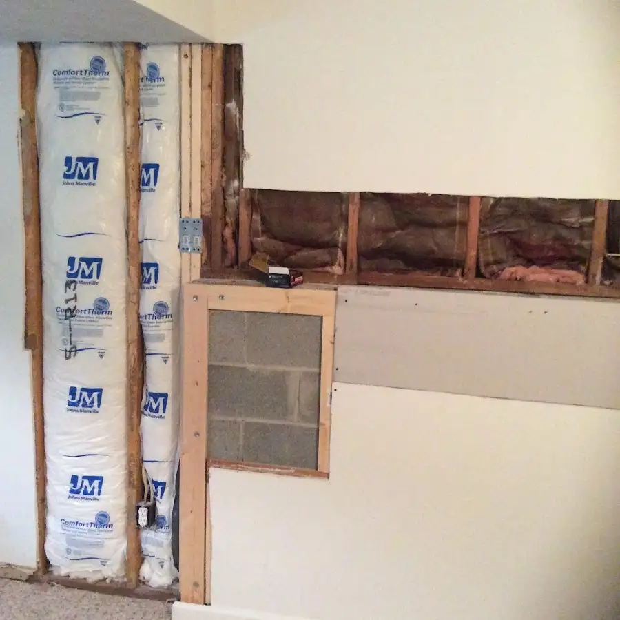 Wall insulation replacement during Basement Flood Cleanup in Harrison